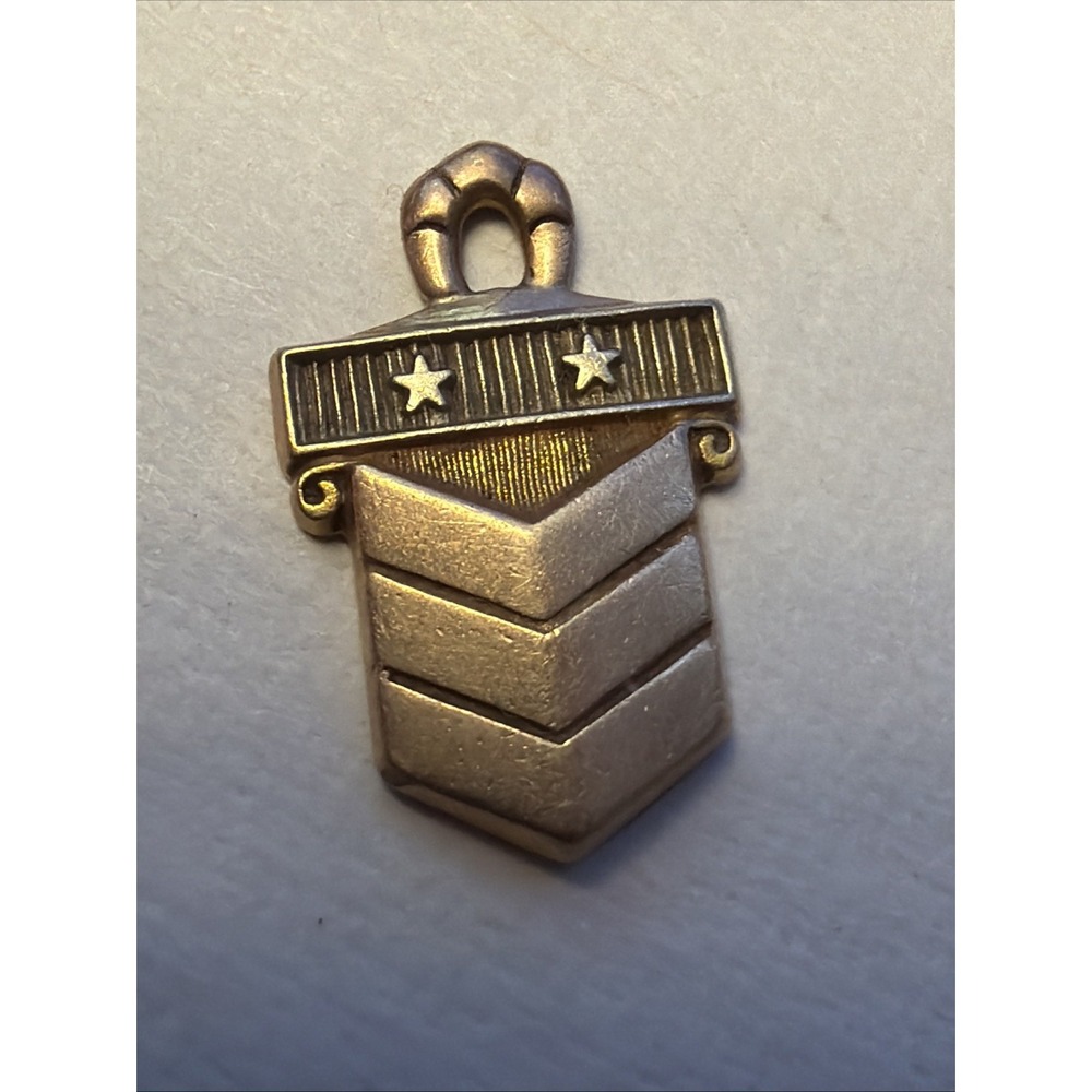 VINTAGE Chevron with stars 14k Solid GOLD CHARM CTO